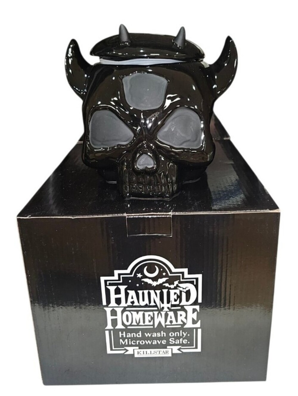 Killstar Ashmedai Jar With Lid Black Ceramic Cookie Candy Jar 50 Oz NEW In Box
